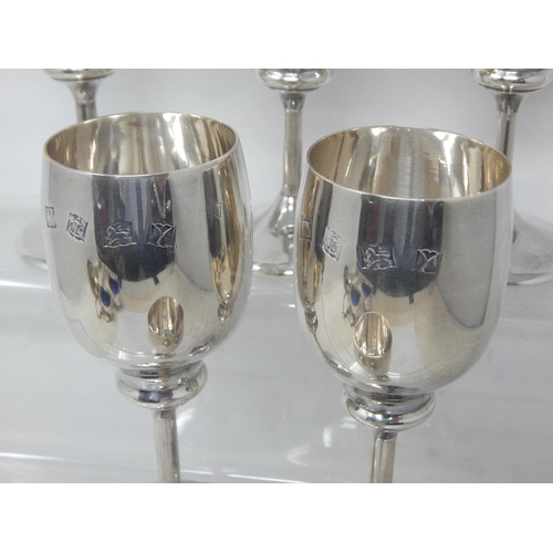 149O - A Set of 6 Silver Goblets: Hallmarked Birmingham 1973 by P. H. Vogel & Co: Height 12.5cm: Weight 458... 