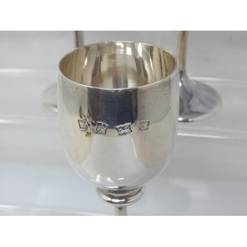 149O - A Set of 6 Silver Goblets: Hallmarked Birmingham 1973 by P. H. Vogel & Co: Height 12.5cm: Weight 458... 