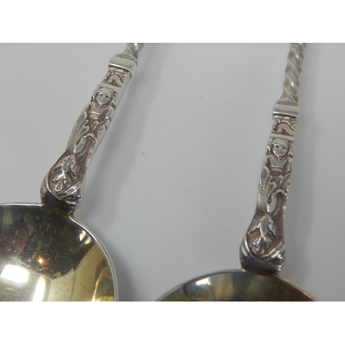 149P - A Pair of Victorian Silver Apostle Spoons with Gilded Bowls Hallmarked London 1897 by William Hutton... 