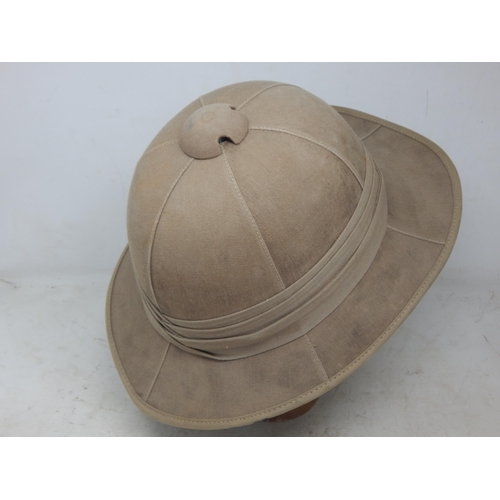 755 - WWII British Military Tropical Helmet Dated 1942 with Liner & Chin Strap.