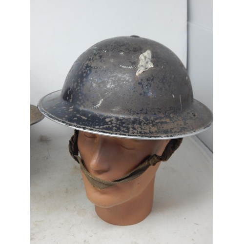 758 - WWII Steel Brodie Helmets (2) with Liners & Chin Straps