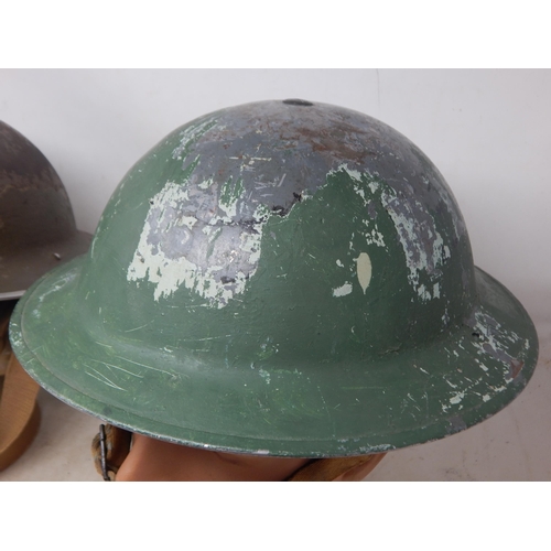 759 - WWII Steel Brodie Helmets (2) with Liners & Chin Straps