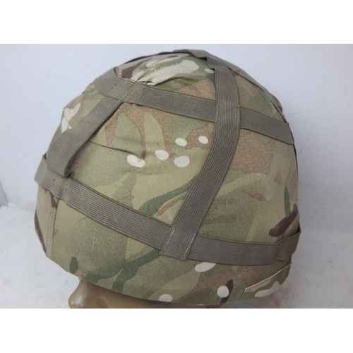 760 - Military Combat Helmet with Camouflage Cover, Liner & Chin Strap