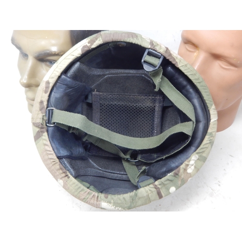 760 - Military Combat Helmet with Camouflage Cover, Liner & Chin Strap