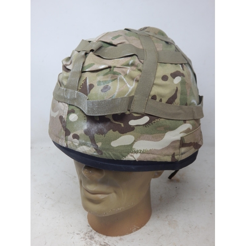 761 - Military Combat Helmet with Camouflage Cover, Liner & Chin Strap