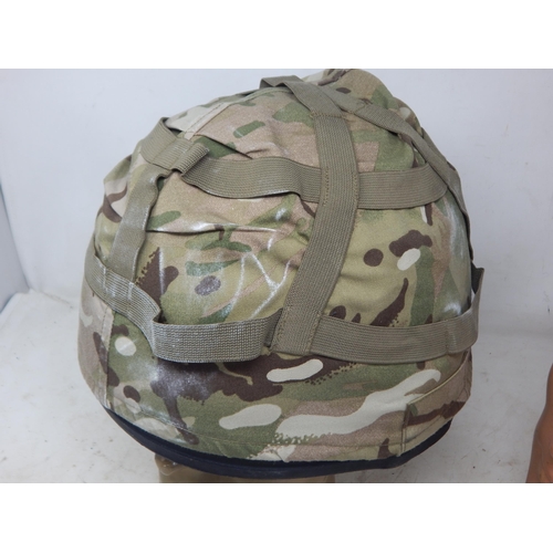 761 - Military Combat Helmet with Camouflage Cover, Liner & Chin Strap