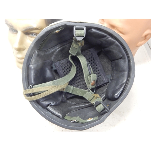 761 - Military Combat Helmet with Camouflage Cover, Liner & Chin Strap