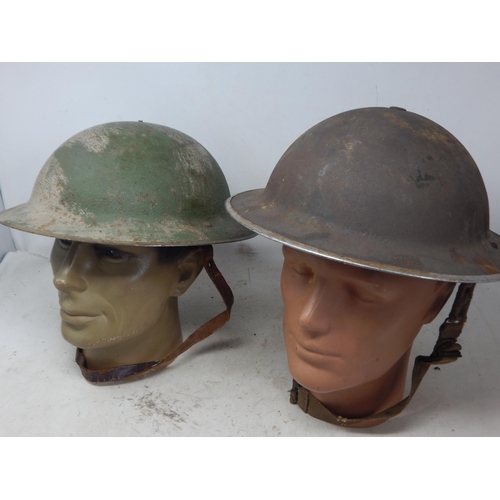 764 - WWII Steel Brodie Helmets (2)