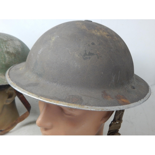 764 - WWII Steel Brodie Helmets (2)