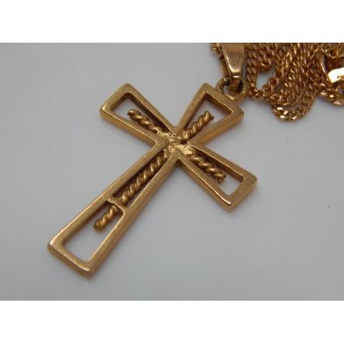 112 - 9ct Gold Cross & Chain: Length 52cm: Weight 3.78g