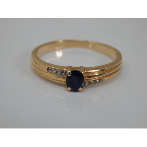 116 - 14ct Gold Sapphire Set Ring: Size O: Weight 2.49g with Original Receipt