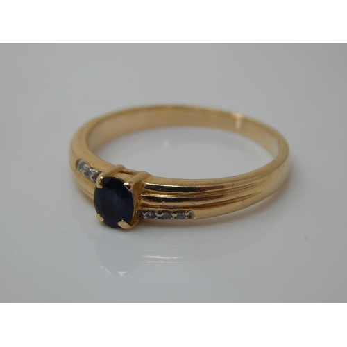 116 - 14ct Gold Sapphire Set Ring: Size O: Weight 2.49g with Original Receipt