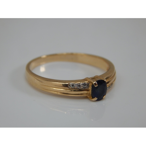 116 - 14ct Gold Sapphire Set Ring: Size O: Weight 2.49g with Original Receipt