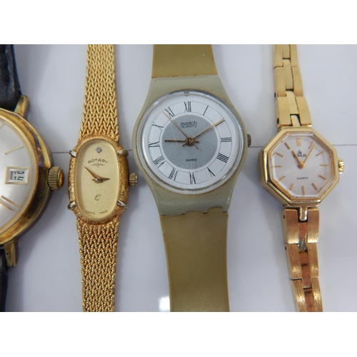 122 - A Group of Gentleman's & Ladies Wristwatches Including a Ladies 18ct Gold Plated Raymond Weil, Gents... 