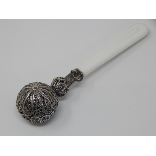 154 - Late C19/early C20 eastern silver filigree child’s rattle