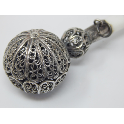 154 - Late C19/early C20 eastern silver filigree child’s rattle