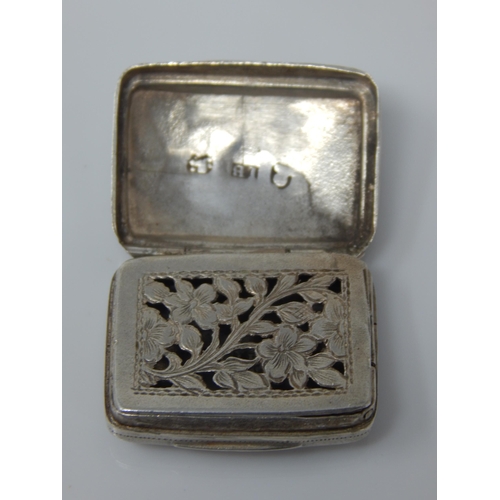 155 - George III silver vinaigrette with unusual cast rose decoration to lid and floral engraved grille – ... 