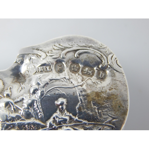 160 - Victorian novelty silver miniature violin snuff-box – with fisherman and pagoda – Sheffield import 1... 