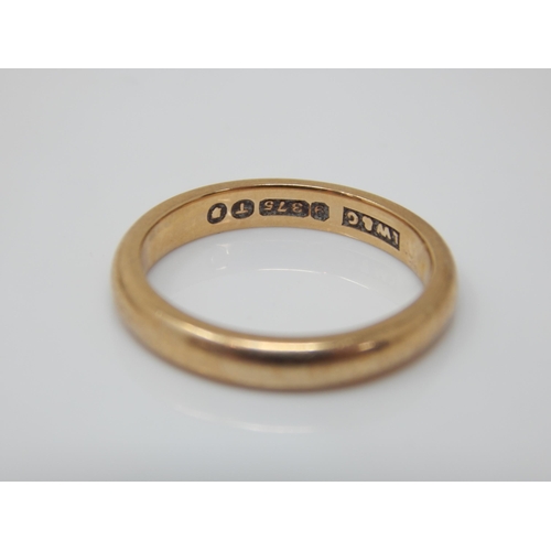 96 - 9ct Gold Wedding Ring: Size J: Weight 2.64g