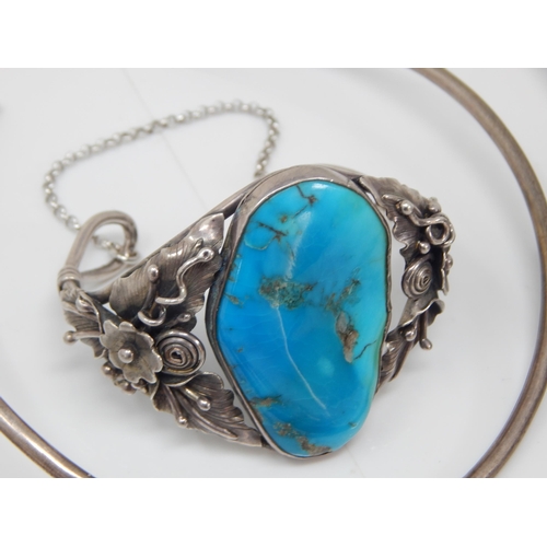 295 - Quantity of Silver Jewellery Including Turquoise Set Bangle & Large Dragonfly Brooch: Gross weight 1... 