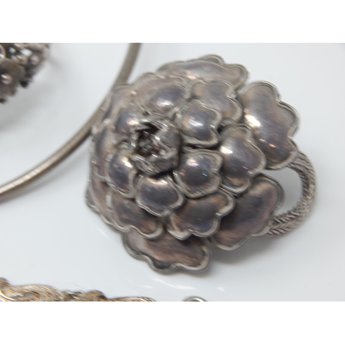 295 - Quantity of Silver Jewellery Including Turquoise Set Bangle & Large Dragonfly Brooch: Gross weight 1... 