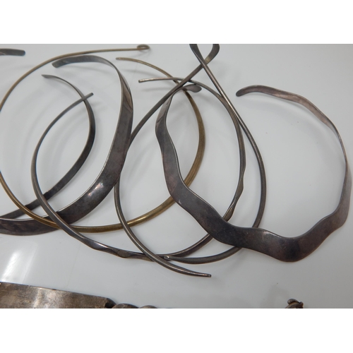 296 - Quantity of Silver Torque Collar Necklaces together with a Heavy Identity Bracelet (Not Personalised... 