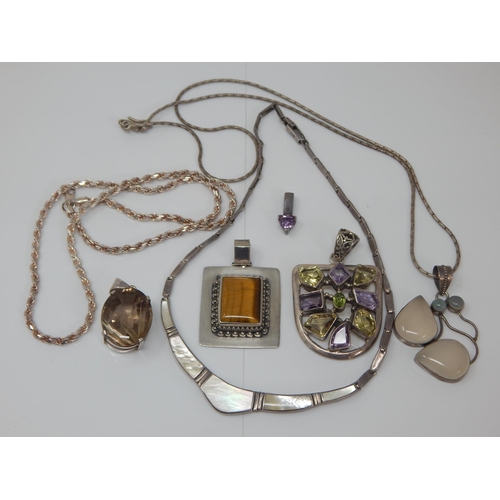 299 - Quantity of Silver Jewellery Including Tigers Eye: Gross weight 156g