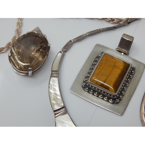299 - Quantity of Silver Jewellery Including Tigers Eye: Gross weight 156g