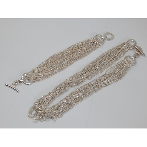 314 - Links of London Hallmarked Silver Necklace & Bracelet Set: Weight 170g