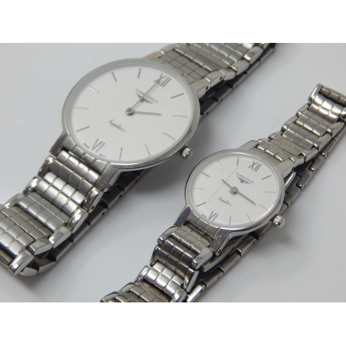 315 - Gentleman's & Ladies Matching Longines Sapphire Stainless Steel Wristwatches on Original Bracelet St... 