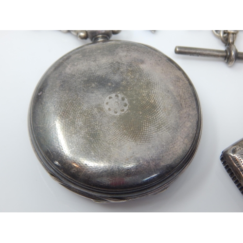 381 - Victorian Gentleman's Silver Key Wind Full Hunter Pocket Watch, Hallmarked London1854 with Silver Al... 