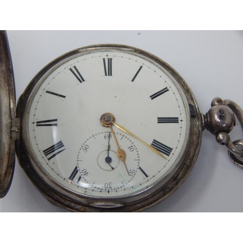 381 - Victorian Gentleman's Silver Key Wind Full Hunter Pocket Watch, Hallmarked London1854 with Silver Al... 