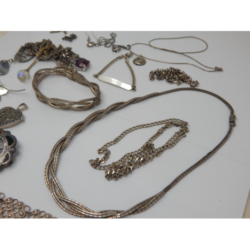 327 - A Quantity of Silver Jewellery: Weight 260g together with some white metal Jewellery