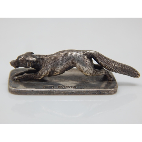 328 - Silver Fox Desk Seal: Hallmarked Birmingham 1912 by Cohen & Cohen