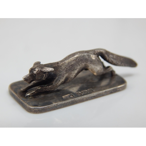 328 - Silver Fox Desk Seal: Hallmarked Birmingham 1912 by Cohen & Cohen