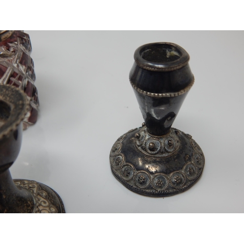 330 - A Quantity of Silver Including a Chick Pin Cushion, Candlesticks, Articulated Fish Pendant etc toget... 