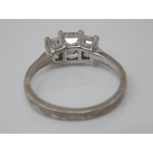 75 - 18ct White Gold 3 Stone Diamond Ring. The Central Princess Cut Diamond Estimated @ 1.0ct, Bordered b... 