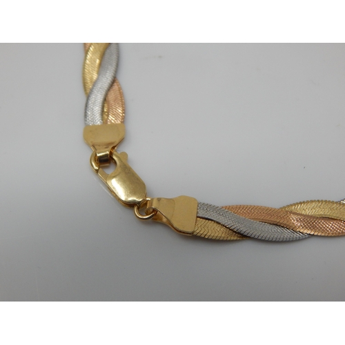 59 - 18ct Tri Colour Gold Necklace: Length 50cm together with Matching 18ct Gold Bracelet: Length 18.5cm:... 