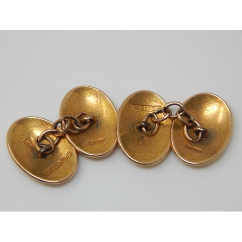 63 - A Pair of Edwardian 15ct Gold Cufflinks Hallmarked Birmingham 1904: Weight 9.09g