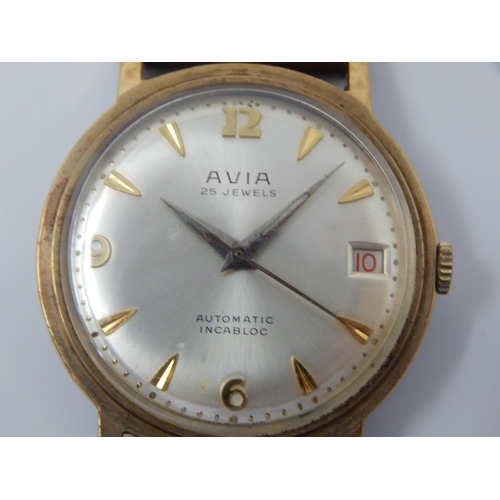 71 - 9ct Gold Gentleman's Avia Automatic Wristwatch with Date Aperture: Working when catalogued