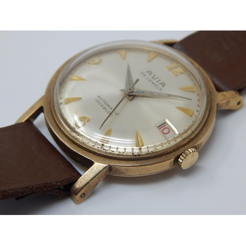 71 - 9ct Gold Gentleman's Avia Automatic Wristwatch with Date Aperture: Working when catalogued