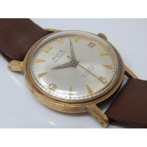 71 - 9ct Gold Gentleman's Avia Automatic Wristwatch with Date Aperture: Working when catalogued