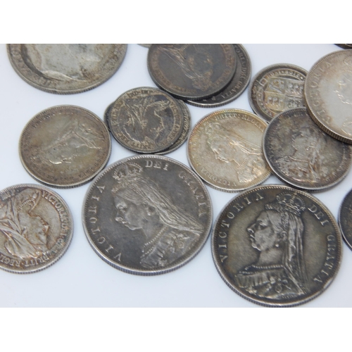 41 - A Quantity of QV Silver (925 standard) Coinage 130g together with later silver coinage.