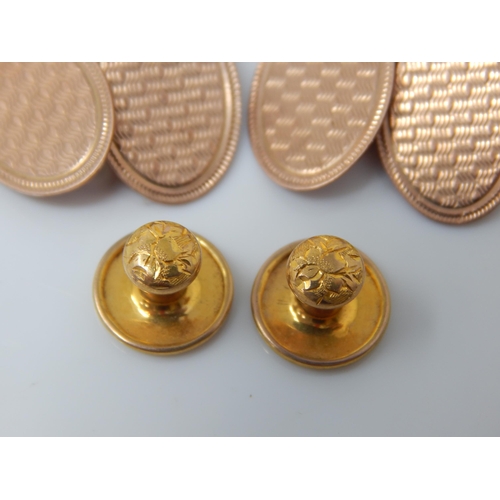 165 - Two Pairs of 9ct Gold Cufflinks together with two 9ct gold studs: Weight 10.52g