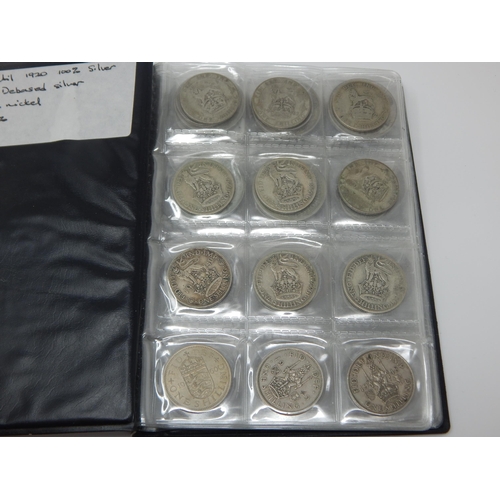 32 - A Small Album Containing Silver Florins, Shillings & Sixpences together with halfpennies, threepence... 