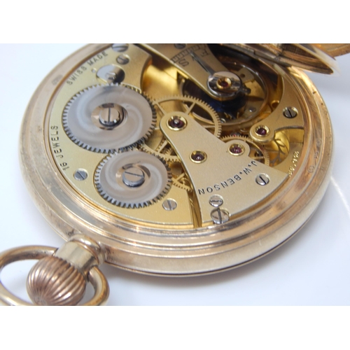 43 - Gentleman's 9ct Gold Full Hunter Top Wind Pocket Watch by J. W. Benson London: Working when catalogu... 