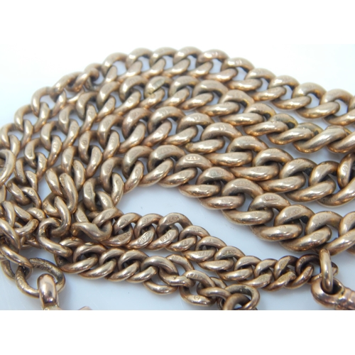 44 - Gentleman's 9ct Gold Double Albert Chain with T-Bar, Twin Clips & Fob: Weight 41.36g