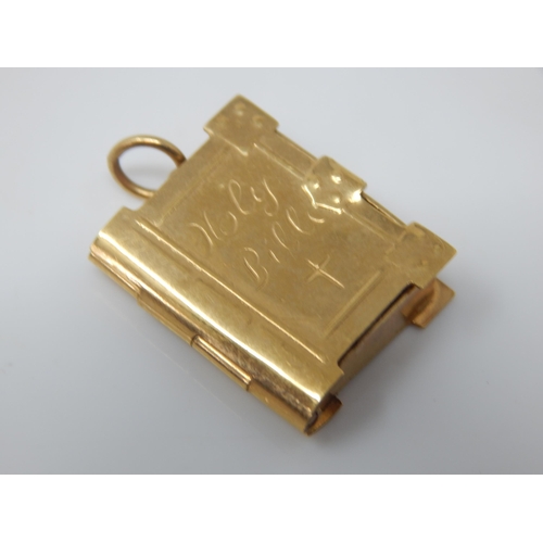 344 - 9ct Gold Holy Bible Pendant: Gross weight 3.48g