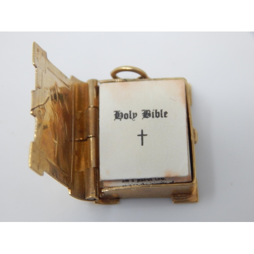 344 - 9ct Gold Holy Bible Pendant: Gross weight 3.48g
