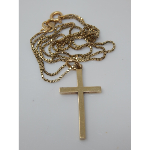 345 - 9ct Gold Cross & Chain: Tangled: Weight 3.69g